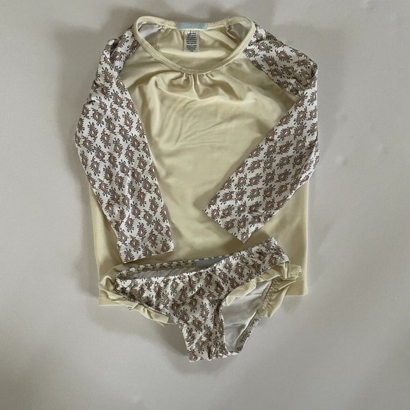 NWOT Eberjey Mini kids two-piece long-sleeve rashguard bikini swimsuit - 4Y - Picture 1 of 4